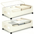 Under Bed Storage with Wheels, 2 Pack Under Bed Storage Containers, 10.6 inches Tall Underbed storage bins on Wheels, Rolling Under the Bed Metal Drawers for Clothes, Blankets, Shoes (XXXL, 90L)