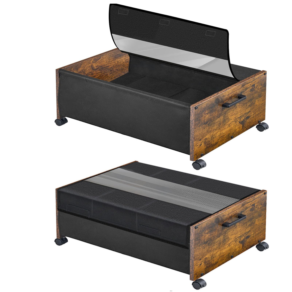 Wooden Under Bed Storage Drawer with Wheels for Space-Saving Storage
