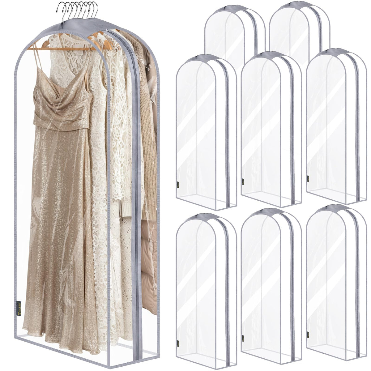 BALEINE 2PK Clear Garment Bags for Hanging Clothes, 40" Dress Suit Bag