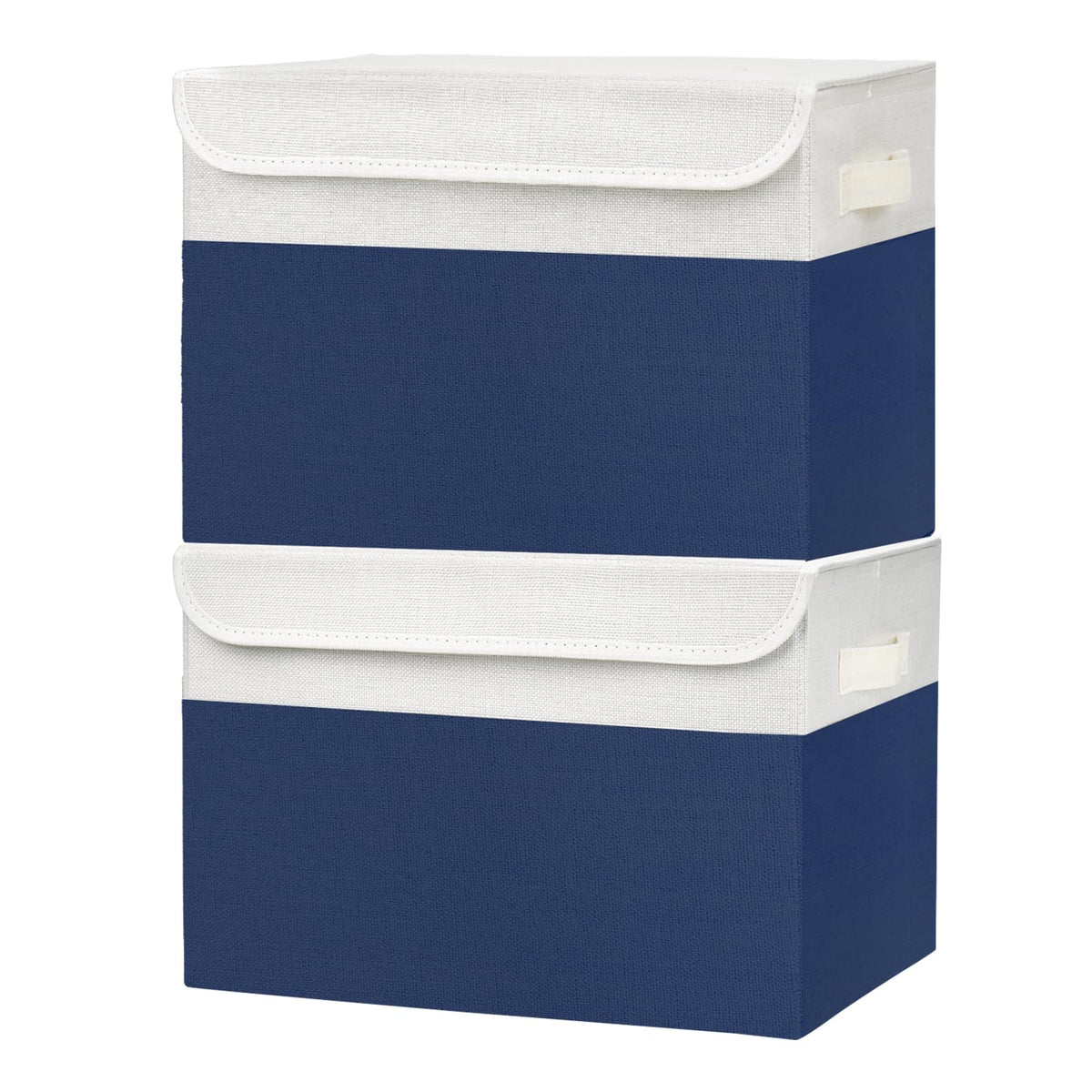 Bagnizer Large 22 Quart Linen Fabric Foldable Storage Bin Cube Organizer Basket with Flip-Top Lid & Handles, Clothes Blanket Box for Home, Office, Closet, Gray, 4 Pack 14.6 x 9.5 x 9.5”