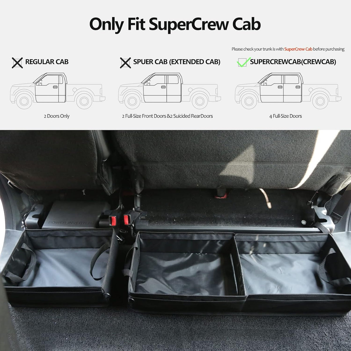 GEEDAR Under Seat Storage Truck Tool Box Organizer for Truck Underseat Storage Ford F150 F250 F350 Chevy Silverado Accessories (3 compartment)