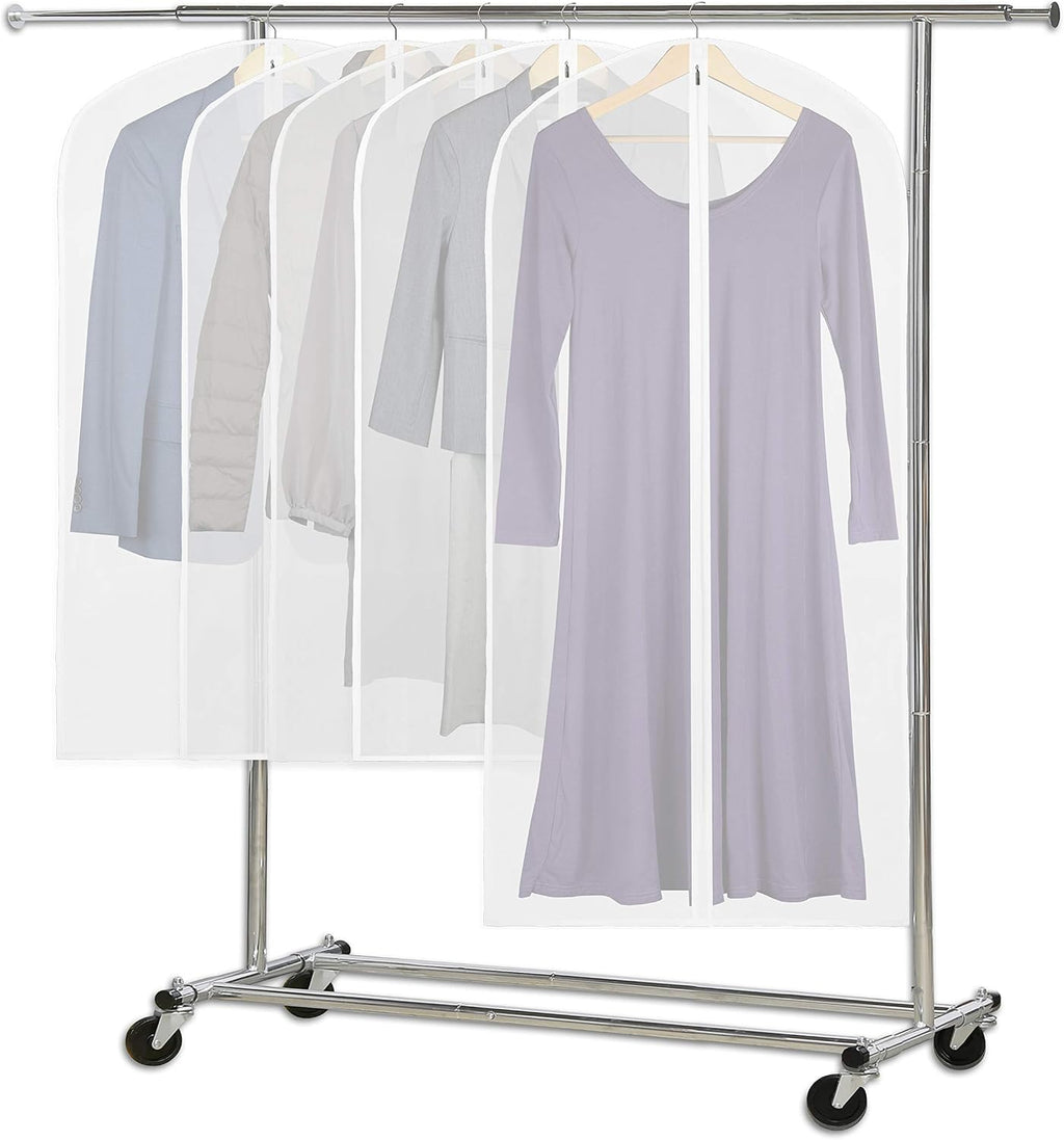 Simple Houseware 40-Inch Translucent Garment Bags with Zipper, 5 Pack