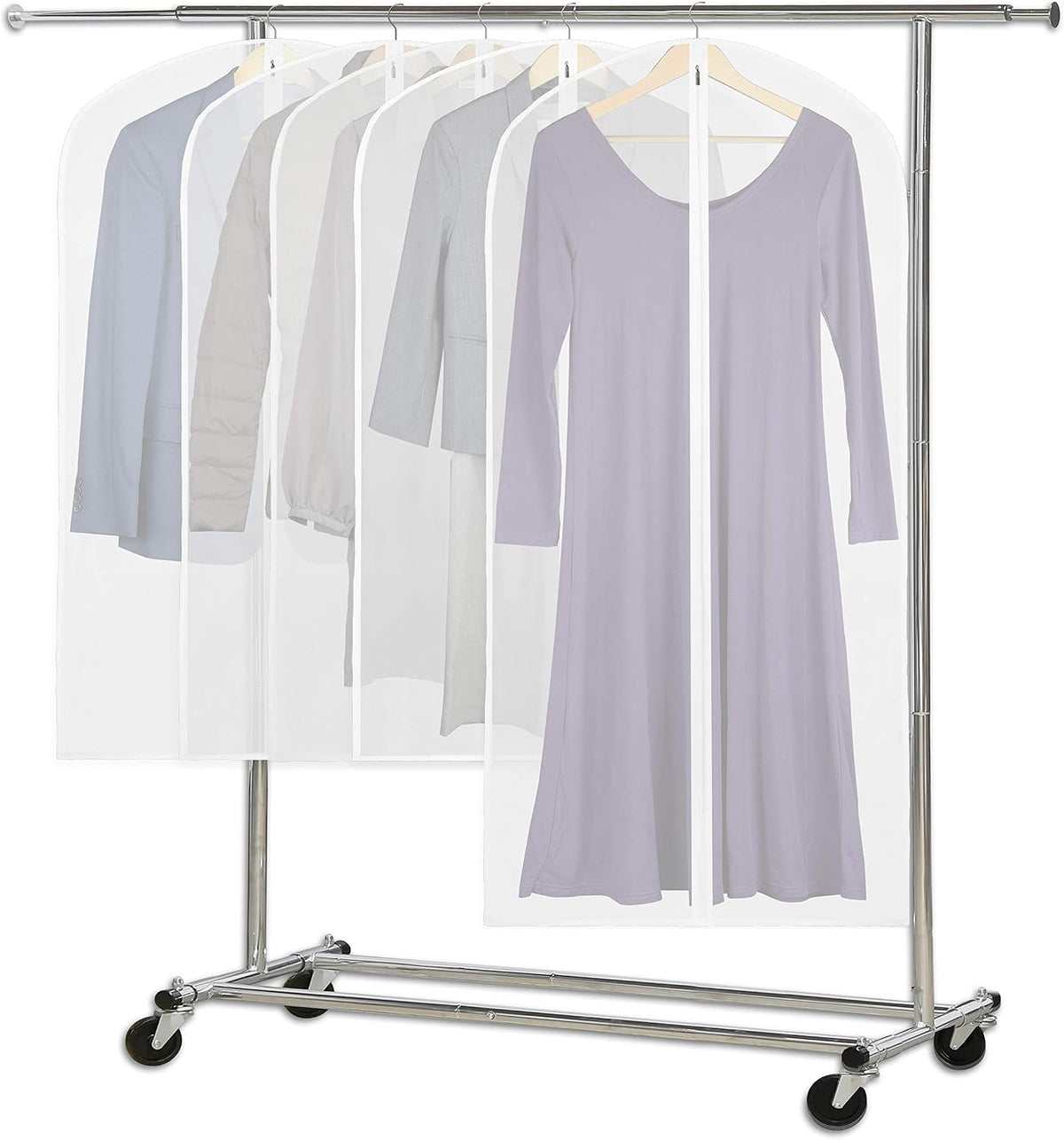 Simple Houseware 40-Inch Translucent Garment Bags with Zipper, 5 Pack