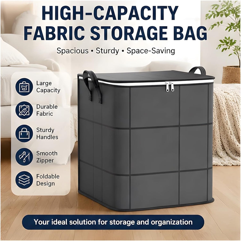 Spacious Moving Storage Bin Zippered Organizer for Quilts Bedding Sweaters Large Capacity Fabric Bag for Closet Moving Day Heavy Duty Extra Large Storage Totes with Handles Jumbo Moving Bag (1, 110L)