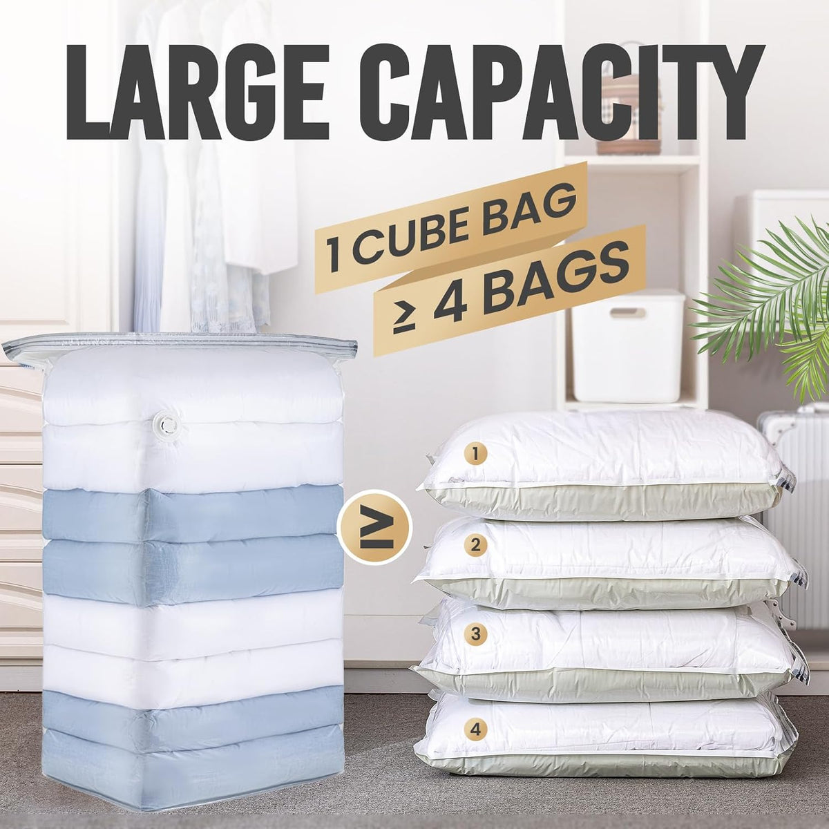 TAILI 8 Pack Vacuum Storage Bags, Jumbo Cube (31x40x15 Inch), Clear