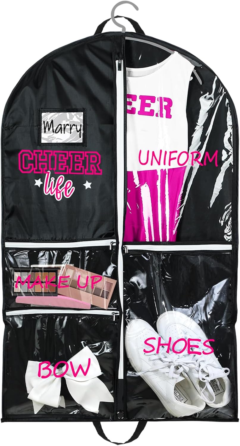Blushtier 40" Cheer Uniform Garment Bag Cheerleading, Black,Rose Red