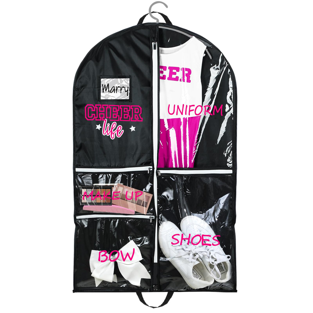 Blushtier 40" Cheer Uniform Garment Bag Cheerleading, Black,Rose Red