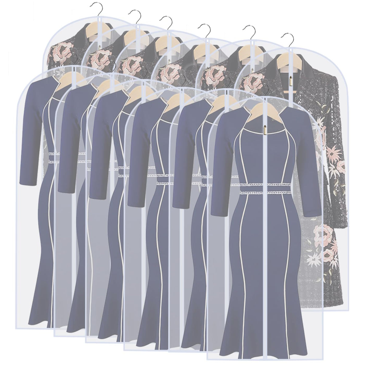 Garment Bags for Hanging Clothes 24" x 40"Coat Covers for Closet Foldable Washable Dress Bags for Hanging Clothes for Long Dress Dance Costumes Suits Gowns Coats
