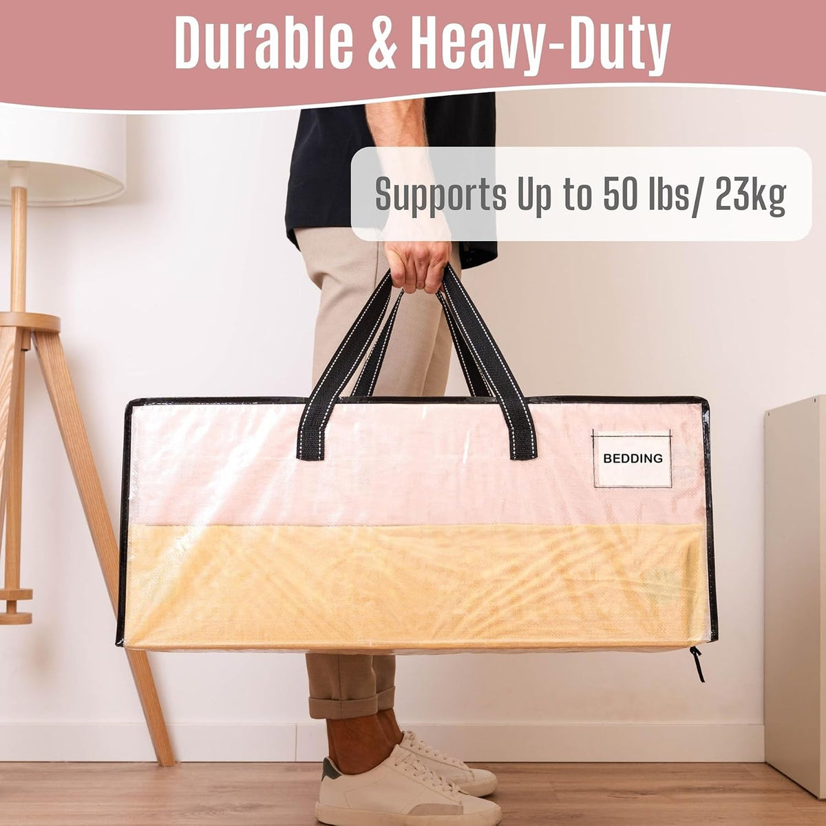 VENO Heavy Duty Moving Bags, Storage Bags, Easy Visibility, Clear, 4 Pack
