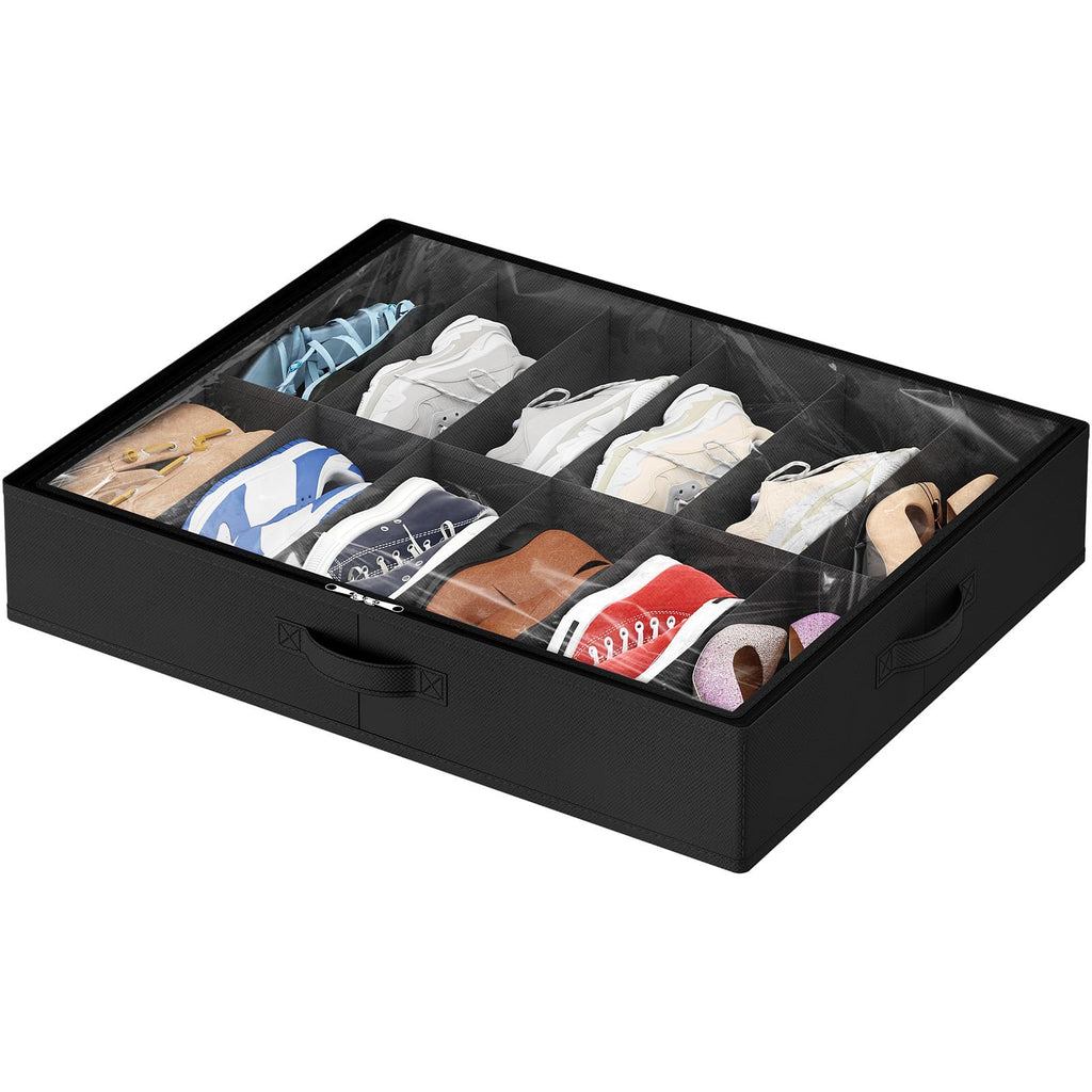 Lifewit Under Bed Shoe Storage Organizer Container, 3 Pack(12 Shoes Cells)