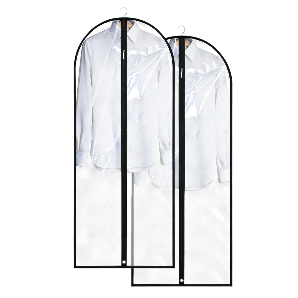 Dress Bags for Gowns Long, 65'' Garment Bags for Hanging Clothes, Suit Bag Cover for Storage and Travel, 2 Pack (Black)