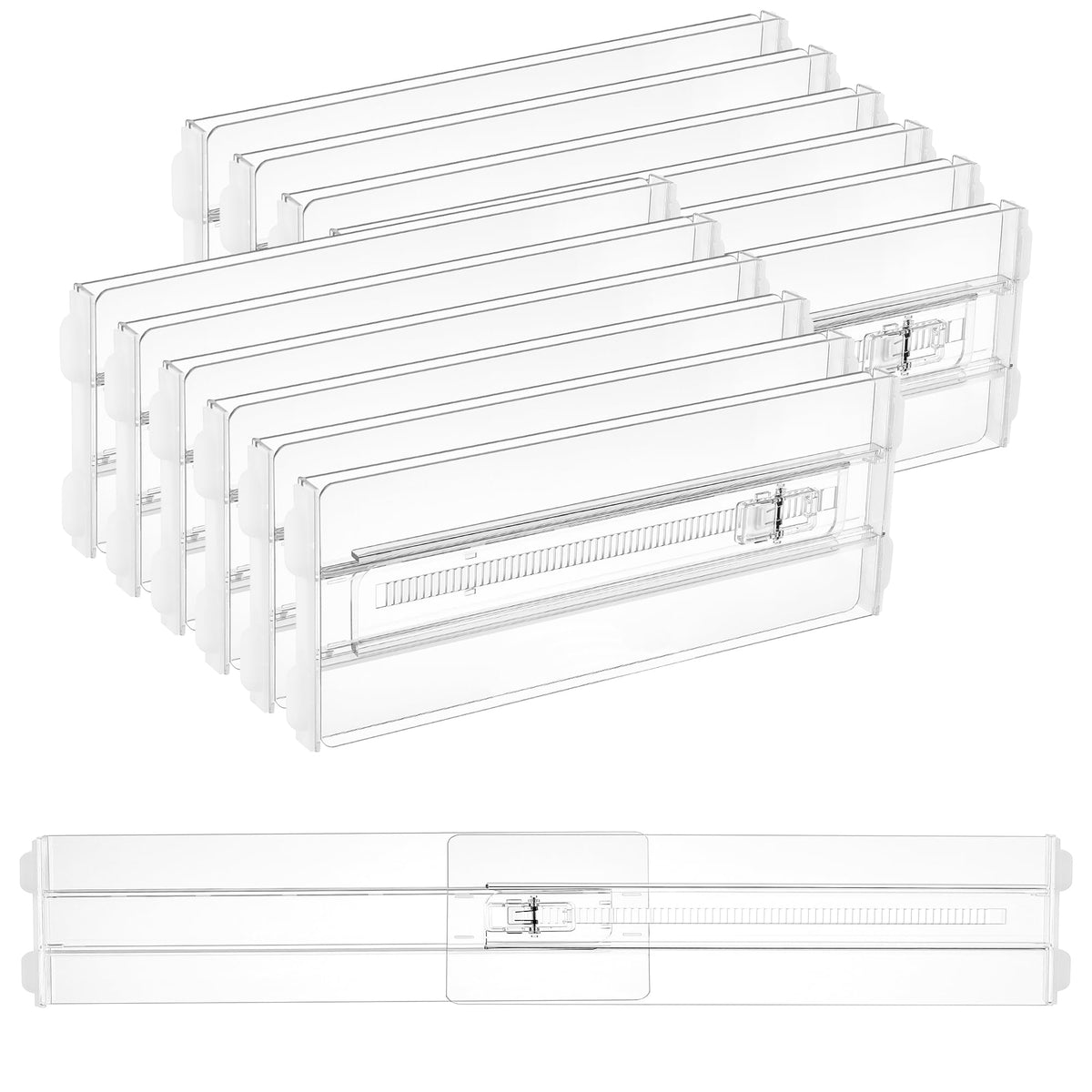 Vtopmart 8 Pack Drawer Dividers for Clothes, 4" High 10.2"-16.5" Adjustable Expandable Dresser Drawer Organizer, Clear Plastic Separators for Dresser, Baby Clothing, Underwear, Cosmetic, Toiletries