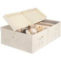 StorageWorks Large Decorative Storage Boxes with Lids, Beige Linen