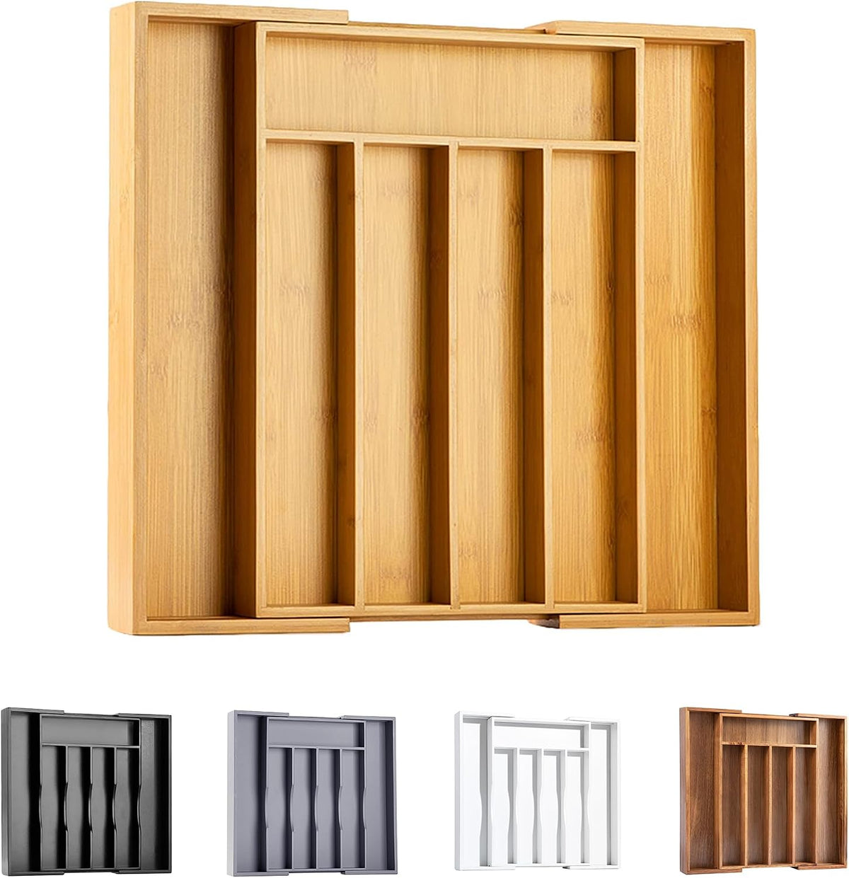 Bellsal Silverware Organizer Kitchen Drawer Organizer Expandable Bamboo Utensil Holder Cutlery Tray for Kitchen Utensil and Flatware Bedroom Office