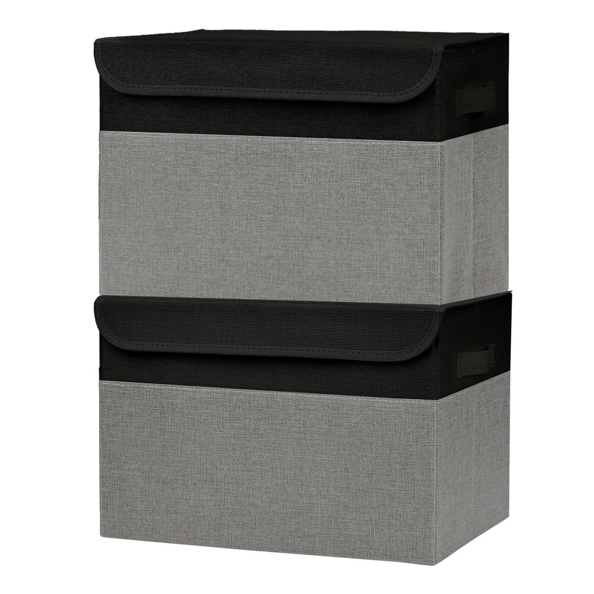 Bagnizer Large 22 Quart Linen Fabric Foldable Storage Bin Cube Organizer Basket with Flip-Top Lid & Handles, Clothes Blanket Box for Home, Office, Closet, Gray, 4 Pack 14.6 x 9.5 x 9.5”