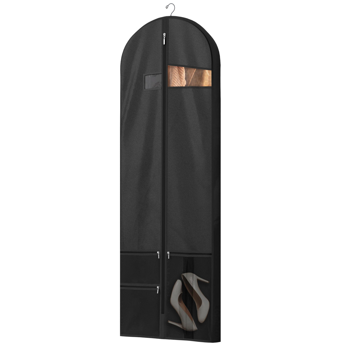 Lazebox 43" Travel Garment Bag with Accessories Zipper Pocket, Heavy Duty Suit Bag for Suits, Tuxedos, Dresses, Coats, Black, 3 packs