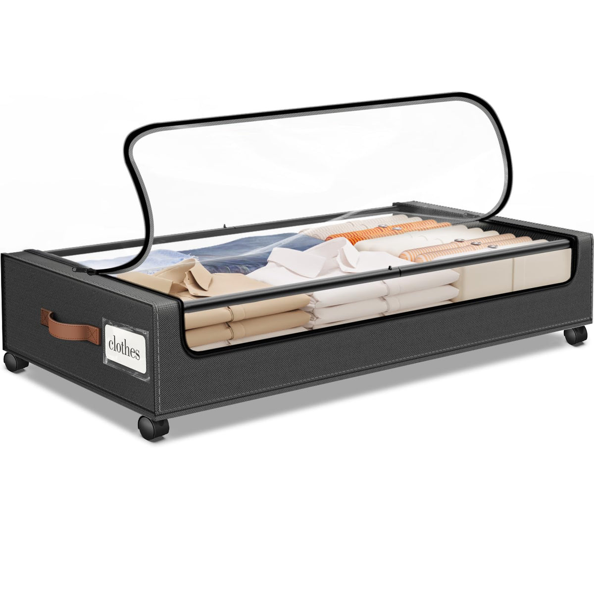 Under Bed Storage with Wheels 3Pack Storage Containers with Clear Window