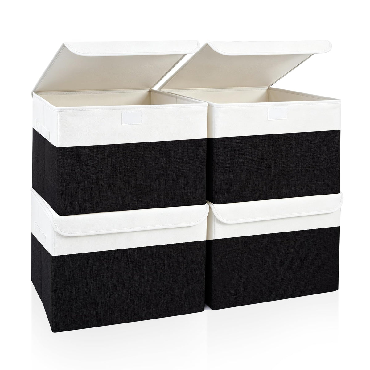 Bagnizer Large 22 Quart Linen Fabric Foldable Storage Bin Cube Organizer Basket with Flip-Top Lid & Handles, Clothes Blanket Box for Home, Office, Closet, Gray, 4 Pack 14.6 x 9.5 x 9.5”