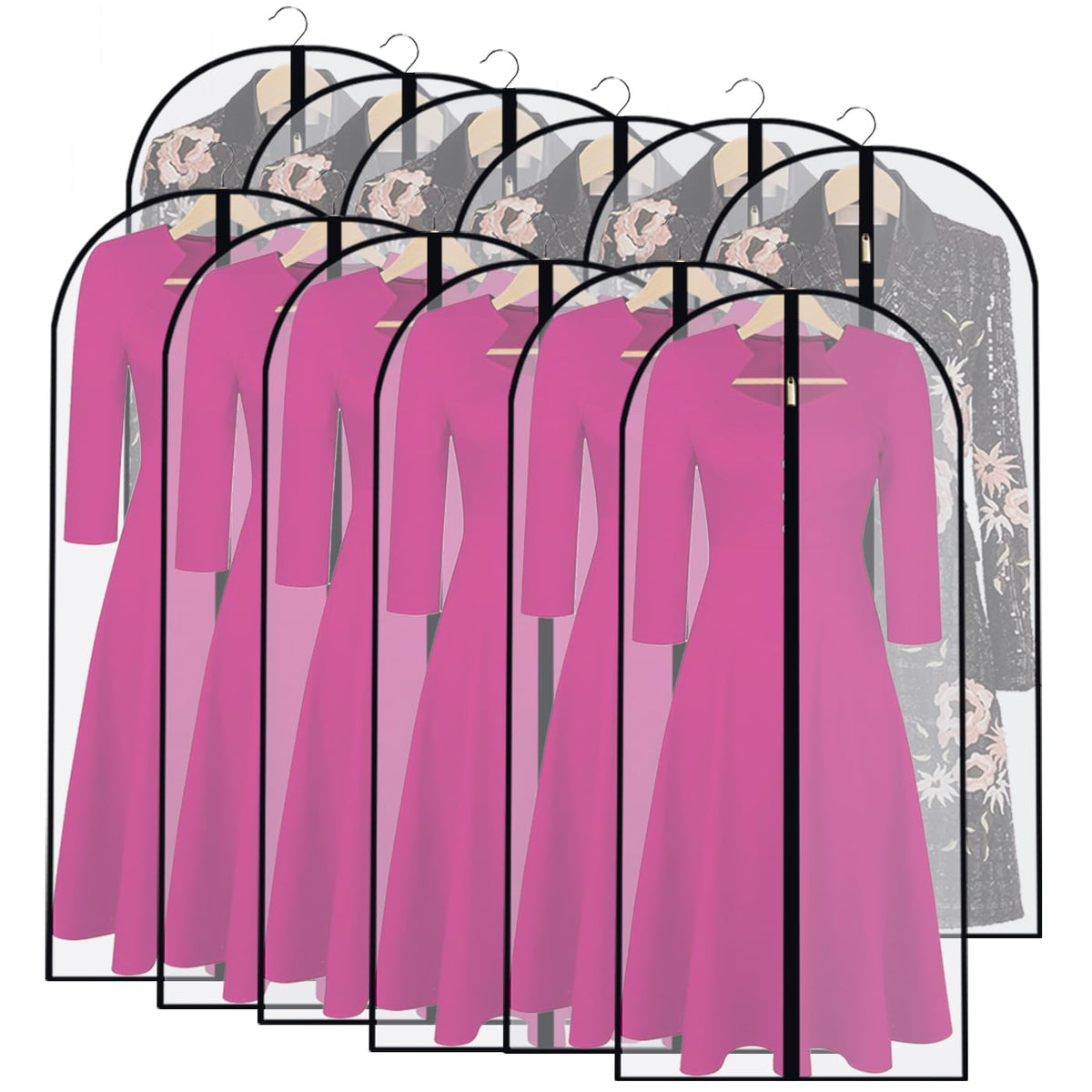 Garment Bags for Hanging Clothes 24" x 40"Coat Covers for Closet Foldable Washable Dress Bags for Hanging Clothes for Long Dress Dance Costumes Suits Gowns Coats