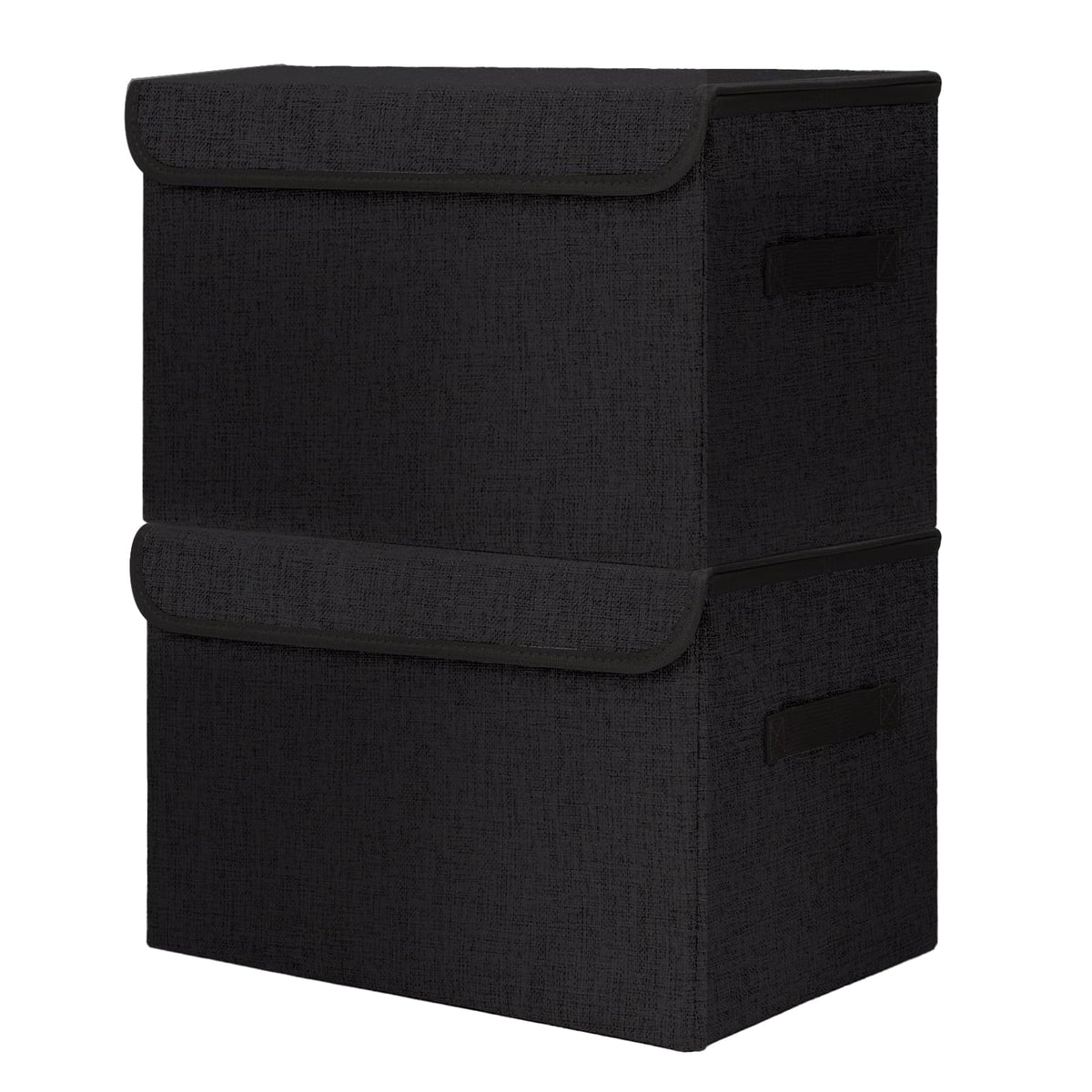 Bagnizer Large 22 Quart Linen Fabric Foldable Storage Bin Cube Organizer Basket with Flip-Top Lid & Handles, Clothes Blanket Box for Home, Office, Closet, Gray, 4 Pack 14.6 x 9.5 x 9.5”