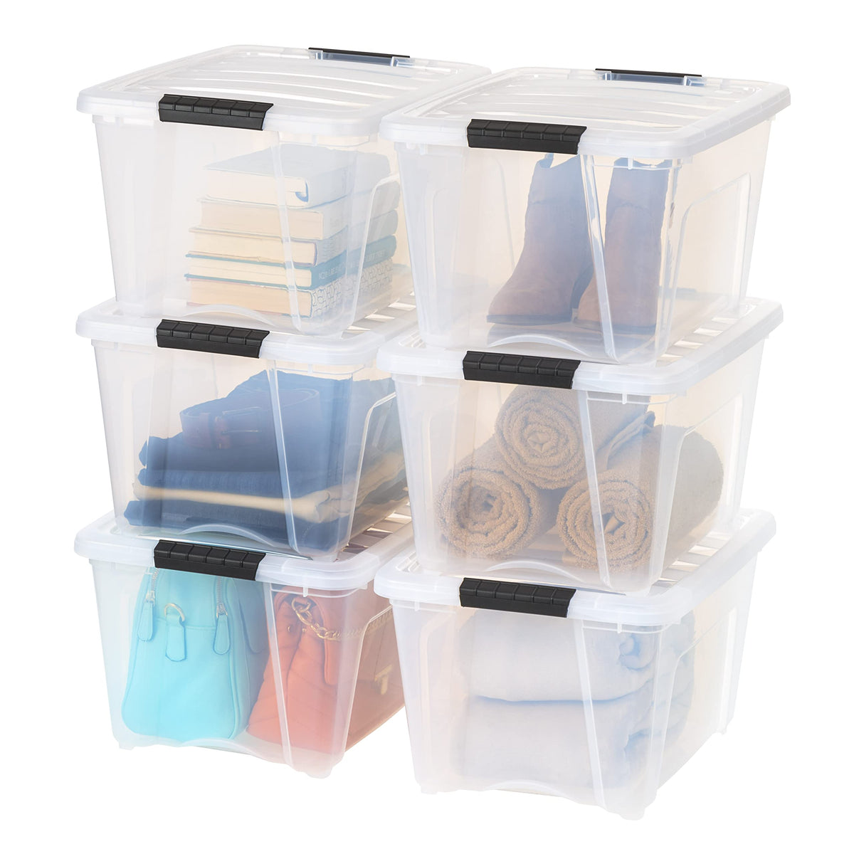 IRIS USA 2-Pack 27 Quart Storage Bins with Lids, Clear