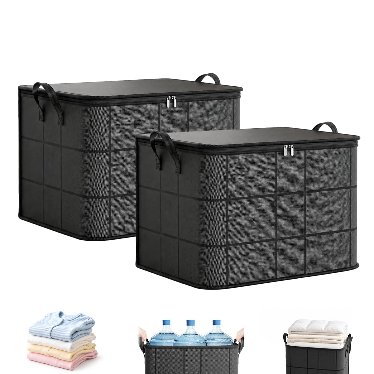 3PCS XXL Foldable Storage Bag with Reinforced Handles,180L Large Capacity