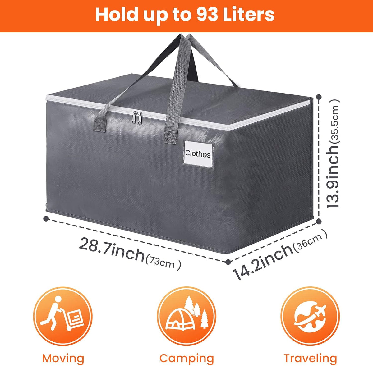 BlissTotes Large Moving Bags, Storage Bags, 93L-2 Pack