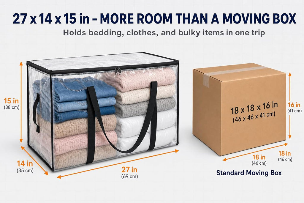 6 Pack Extra Large Moving Bags Heavy Duty, Holds 110 lb, 92L Clear Bags