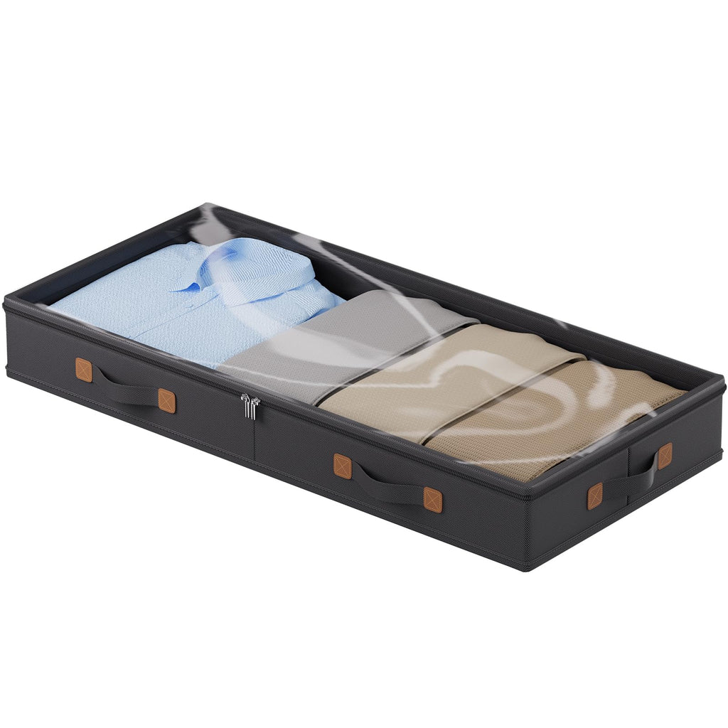 2Pack 3 Inches Low Profile Under Bed Storage Container With Lid, Drak Grey