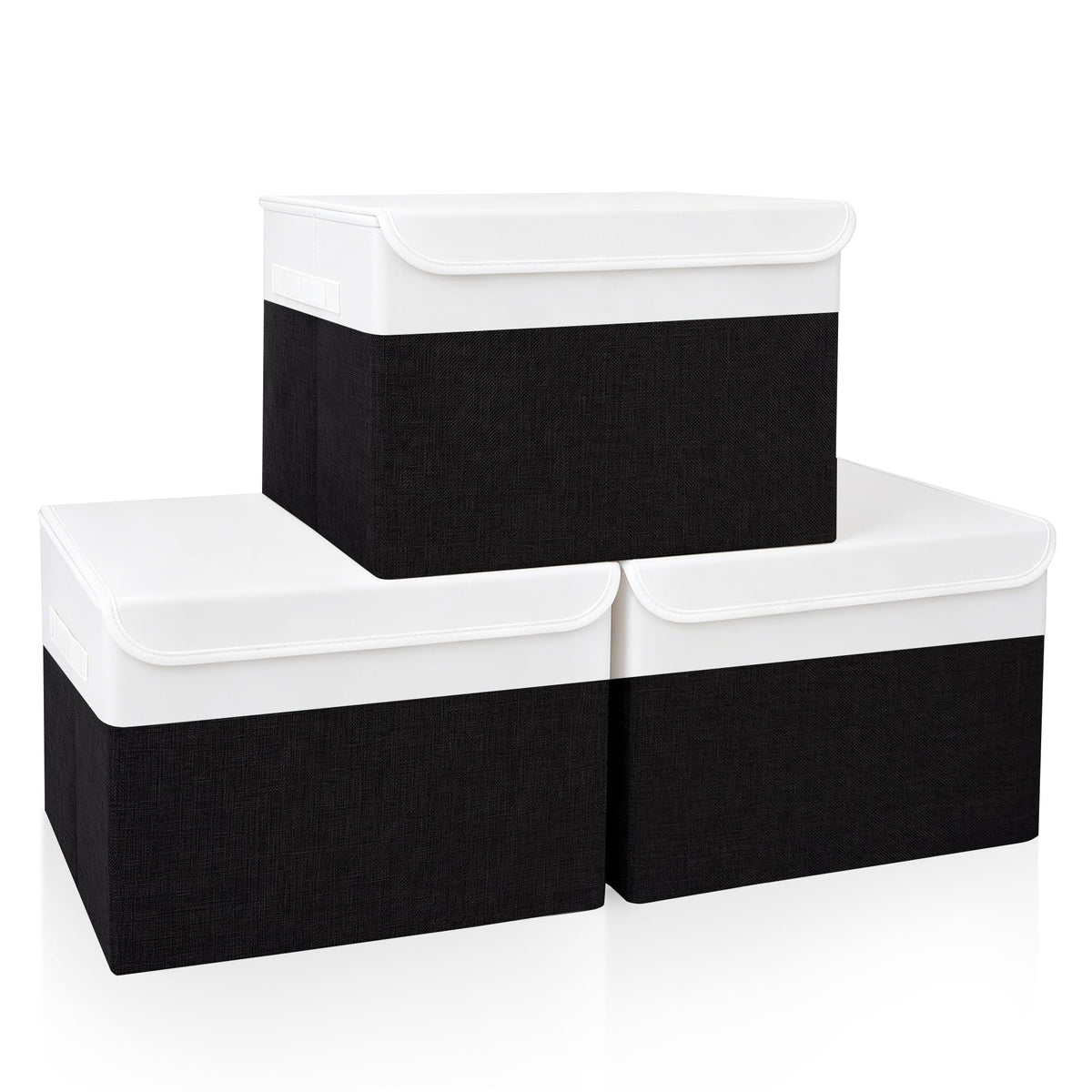 Bagnizer Large 22 Quart Linen Fabric Foldable Storage Bin Cube Organizer Basket with Flip-Top Lid & Handles, Clothes Blanket Box for Home, Office, Closet, Gray, 4 Pack 14.6 x 9.5 x 9.5”