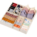 Criusia 12 Pack Sock Underwear Drawer Organizer Dividers, 116 Cells Fabric Foldable Dresser Closet Organizers and Storage Bins for Baby Clothing, Women Men Underwear Socks, Bra, Ties, Scarf