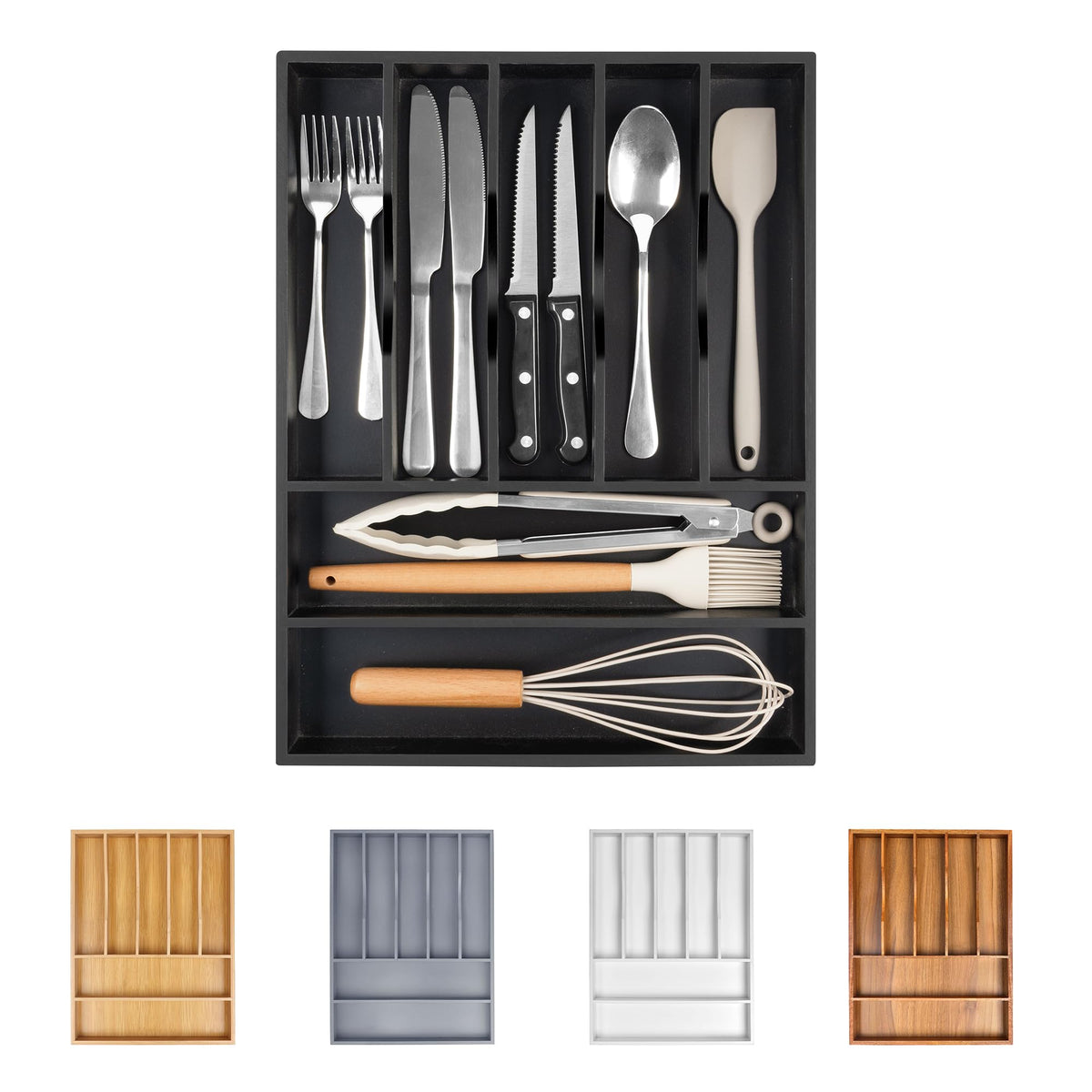 Bellsal Silverware Organizer Kitchen Drawer Organizer Expandable Bamboo Utensil Holder Cutlery Tray for Kitchen Utensil and Flatware Bedroom Office