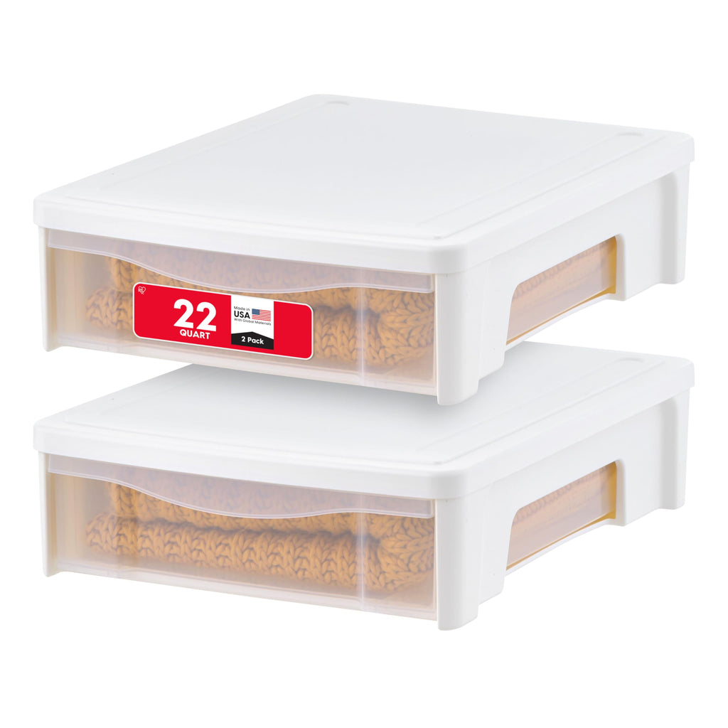 IRIS USA 47 Qt Underbed Storage Bins with Gasket Lids, Gray/Clear