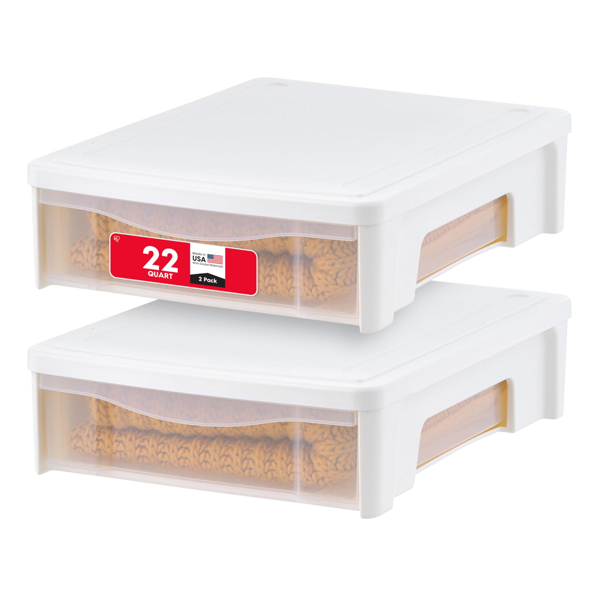 IRIS USA 47 Qt Underbed Storage Bins with Gasket Lids, Gray/Clear