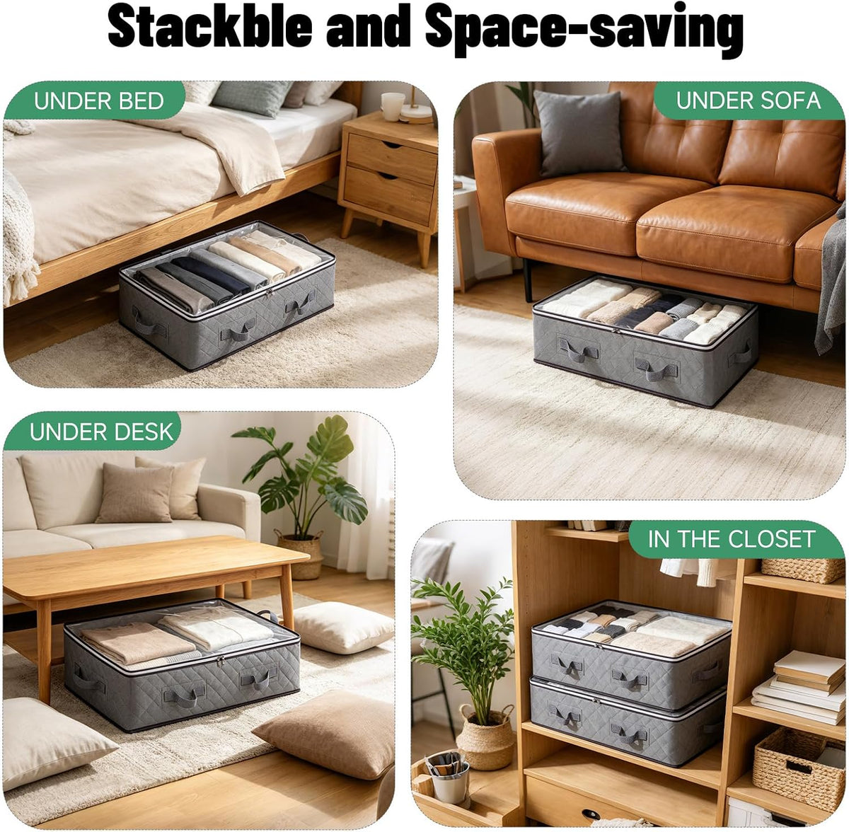 Pterying 6 Pack Under Bed Storage Containers with Transparent Clear Window