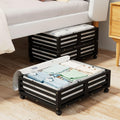 Bamboo Under Bed Storage with Wheels Rolling Underbed Drawer with Lids