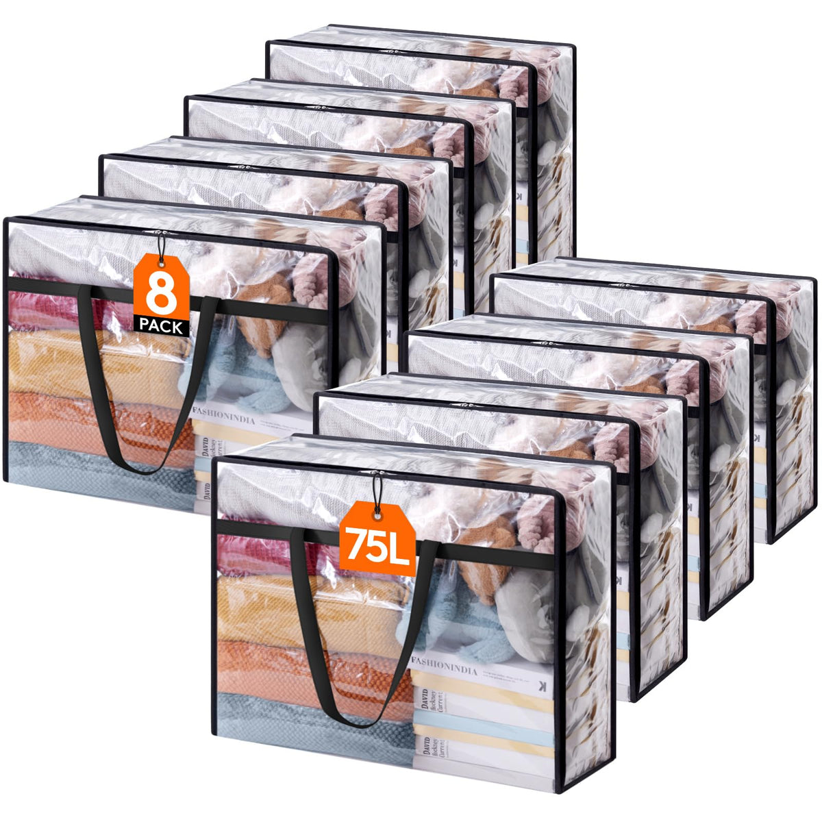 Lifewit 60L Clear Clothes Storage Bags,Plastic Foldable Blanket Storage Bag