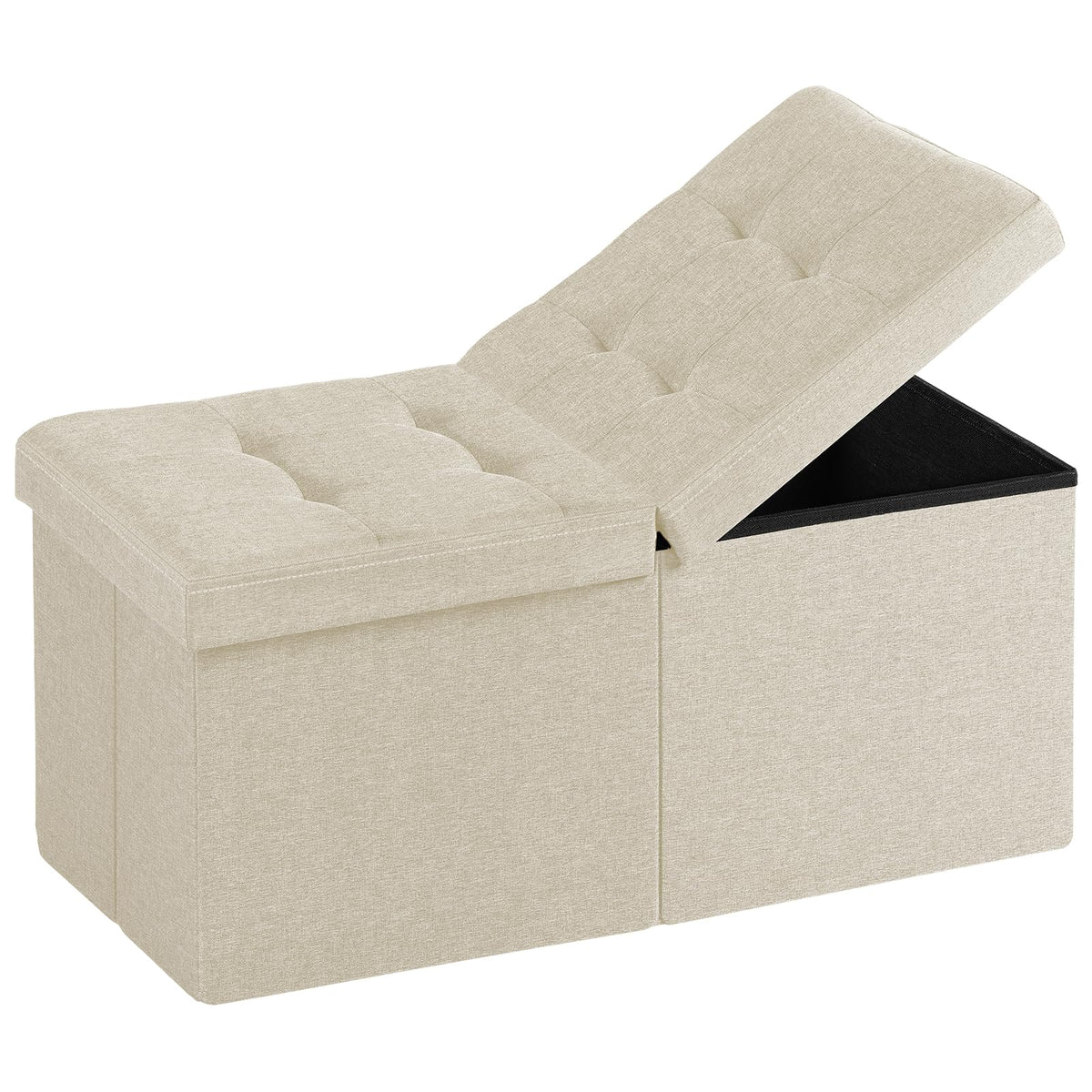 30-INCH Ottoman with Storage, Footrest Storage Bench, End of Bed Bench Coffee Table for Living Room, Bedroom, Entryway (Black)