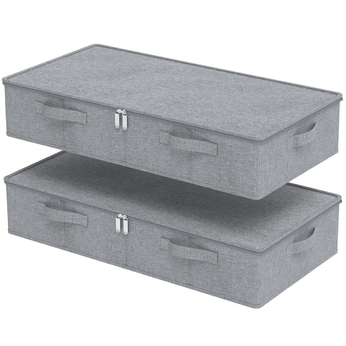 Underbed Fabric Storage Box with Lids,23.6x11.8x5.9in,Grey,2 Pack