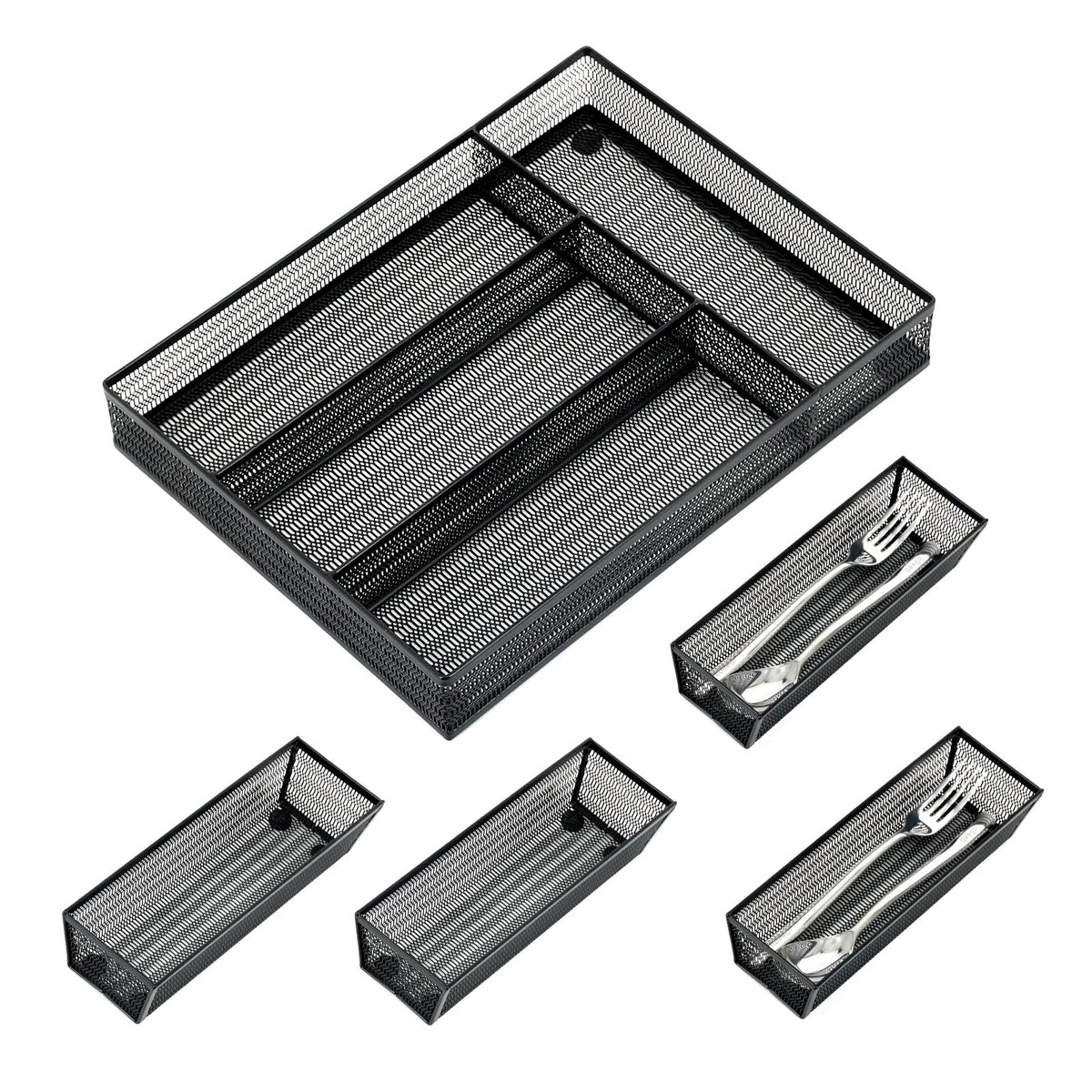 Neudeco Silverware Organizer, Silver, 9 * 3 * 2 inch, Pack 6