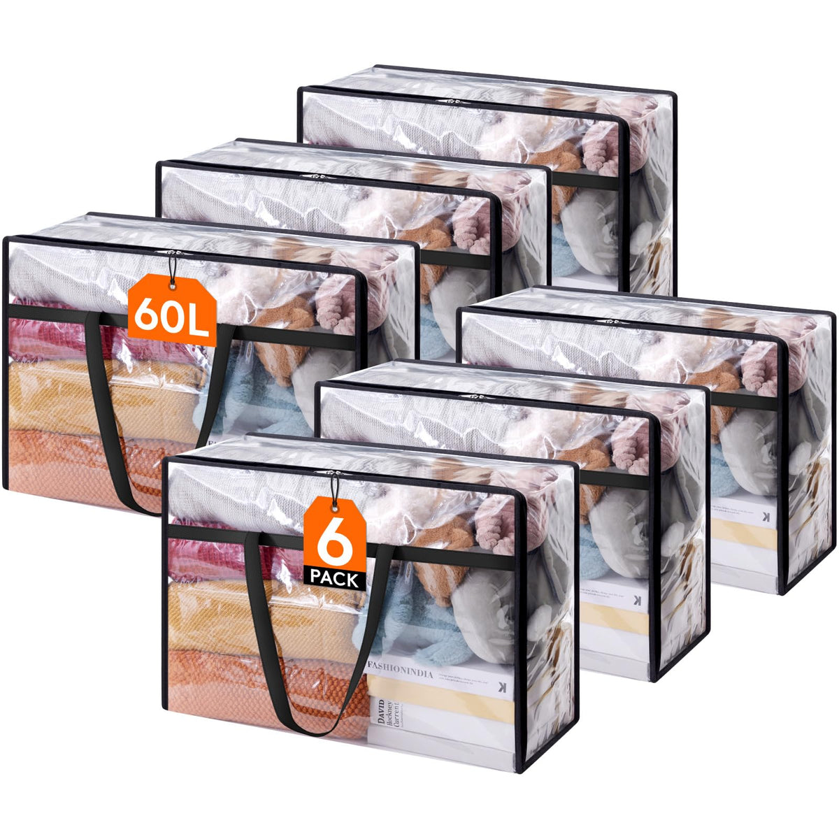 Lifewit 60L Clear Clothes Storage Bags,Plastic Foldable Blanket Storage Bag