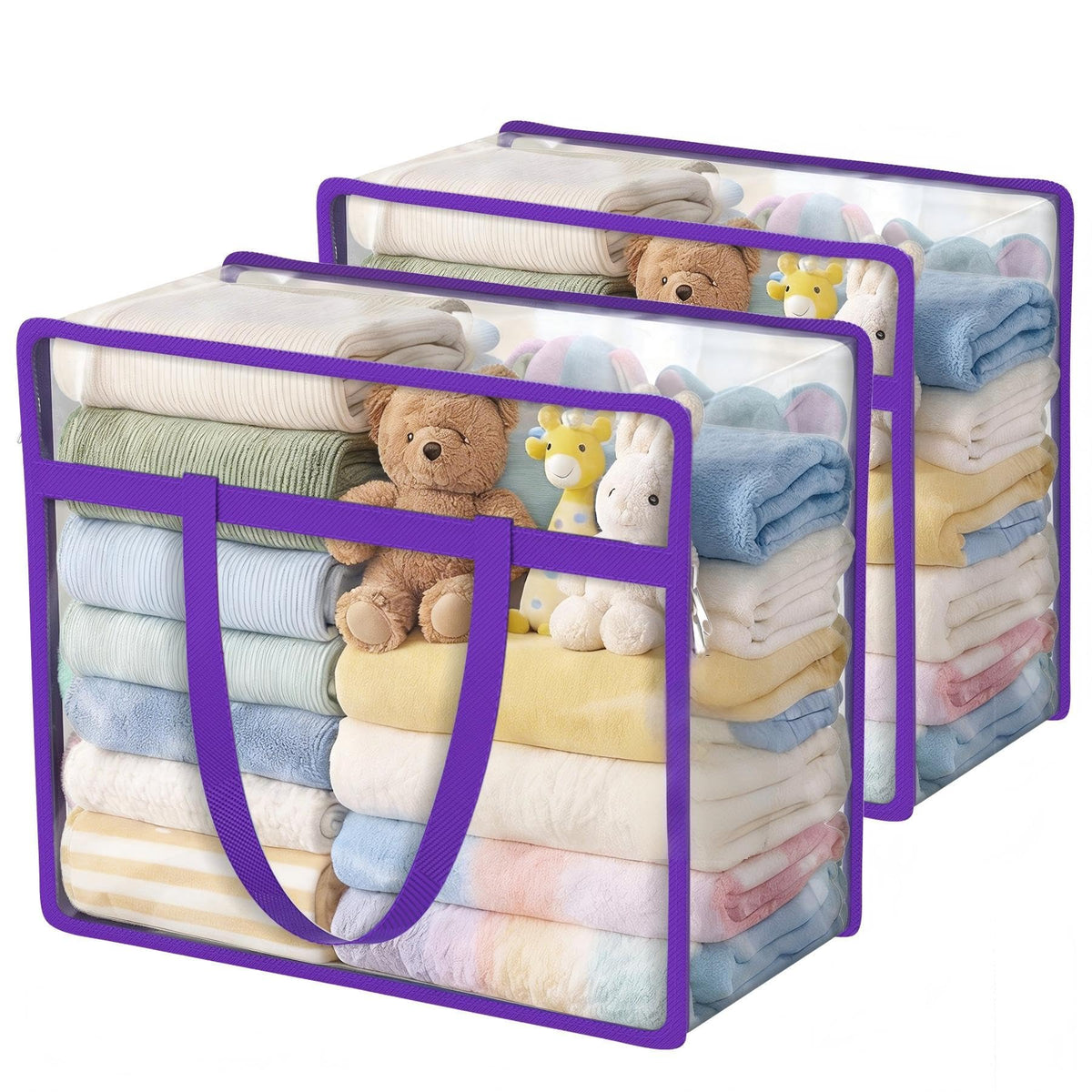 6 Pack Clear Storage Bags for Clothes, 45L Closet Organizers and Storage