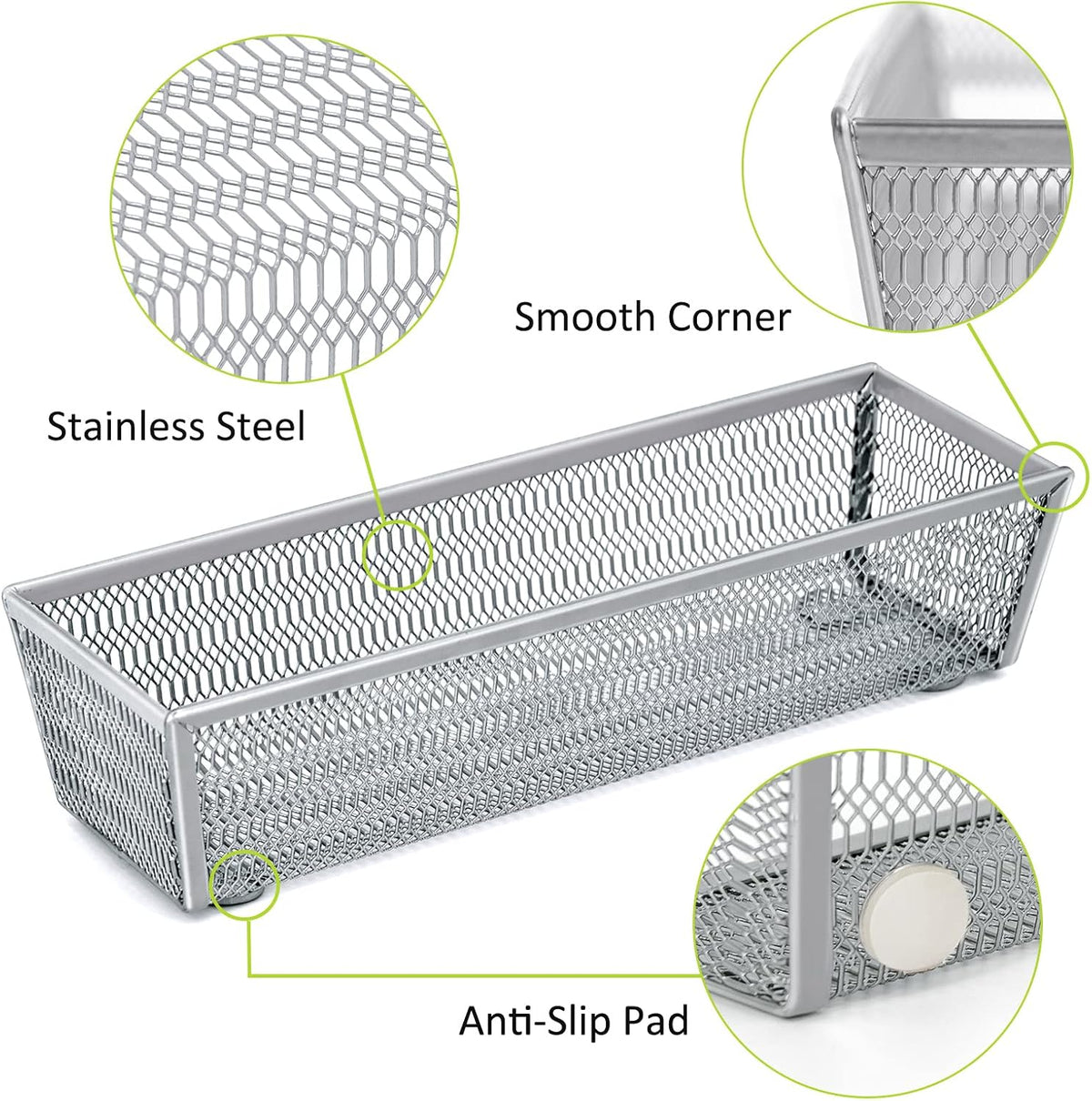Neudeco Silverware Organizer, Silver, 9 * 3 * 2 inch, Pack 6