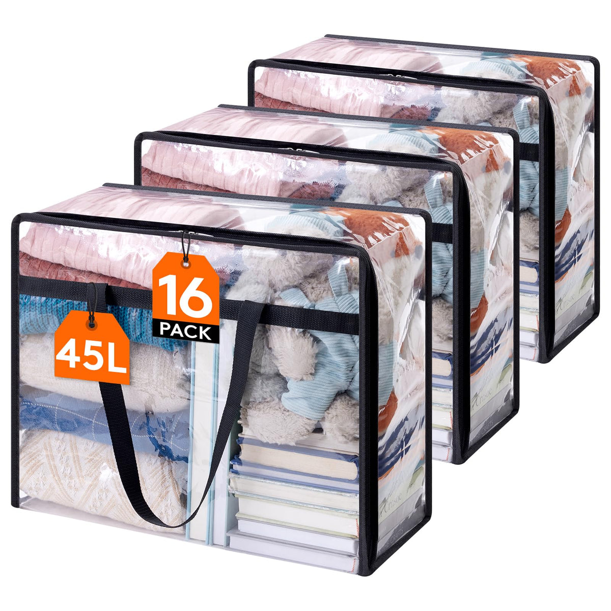 Lifewit 60L Clear Clothes Storage Bags,Plastic Foldable Blanket Storage Bag