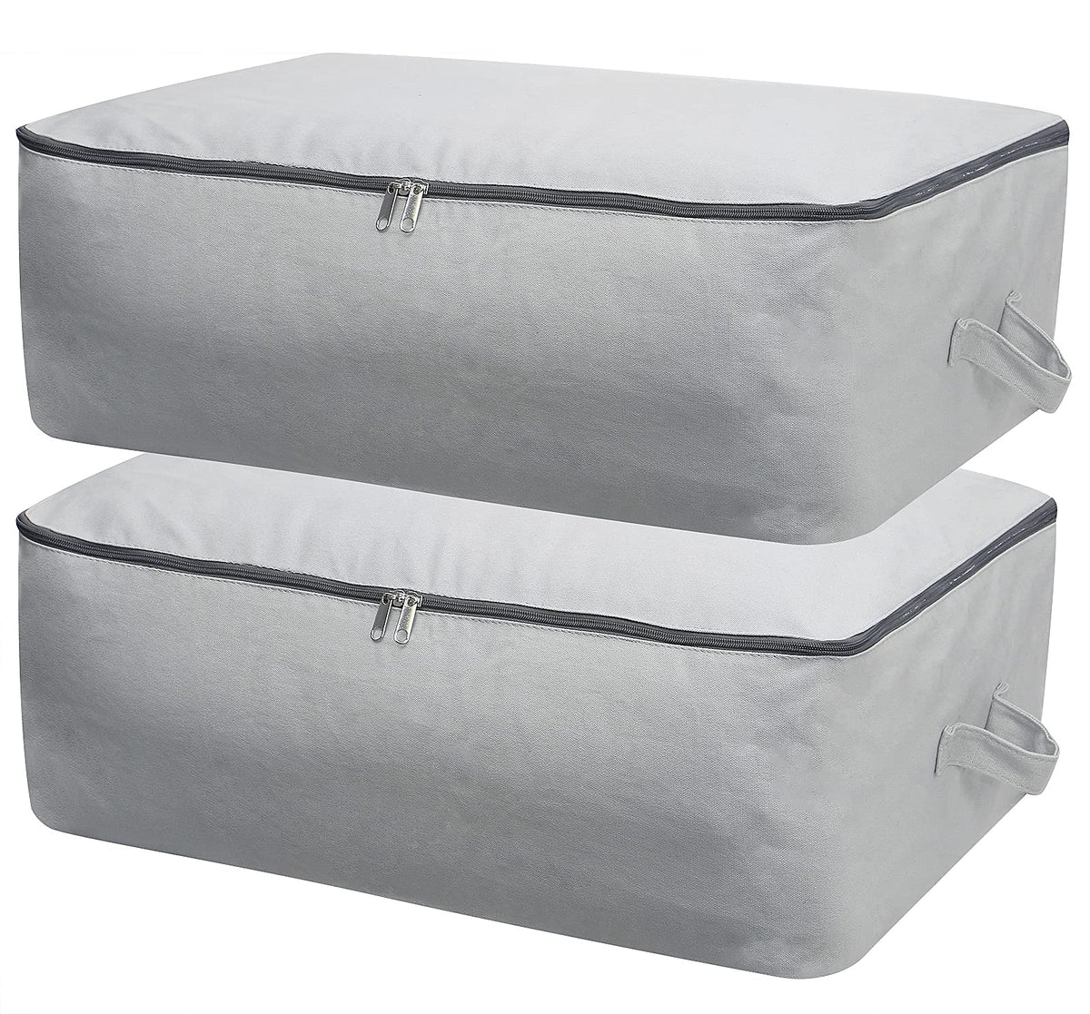 2PCS Canvas Storage Bag, 12OZ Thick Soft Breathable Closet Organizer for Beddings, Comforters, Pillows, Blankets, Clothes, 25.6×18.5×8.7inch, Beige