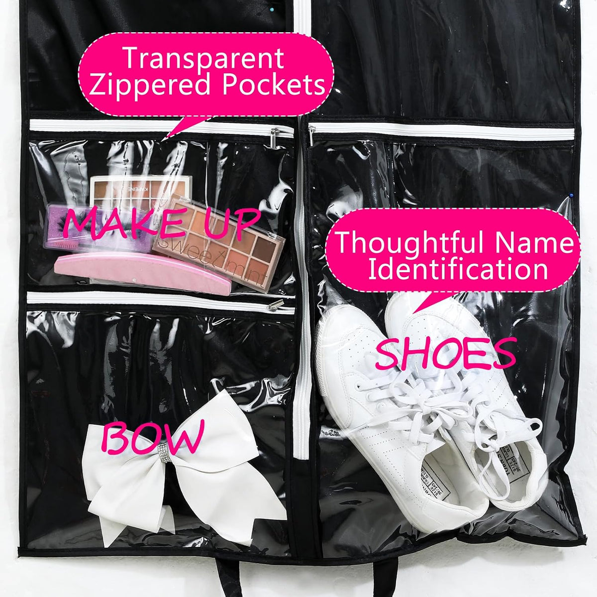 Blushtier 40" Cheer Uniform Garment Bag Cheerleading, Black,Rose Red