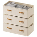 10inch 3 Pack Under Bed Storage Containers, 10 Inch Tall Underbed Clothes Storage Organizer Bin with Clear Window，Foldable Box Basket for Clothes, Closet, Bed Sheets and Blankets Beige