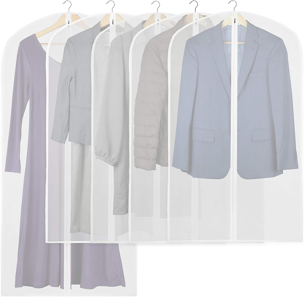Simple Houseware 40-Inch Translucent Garment Bags with Zipper, 5 Pack