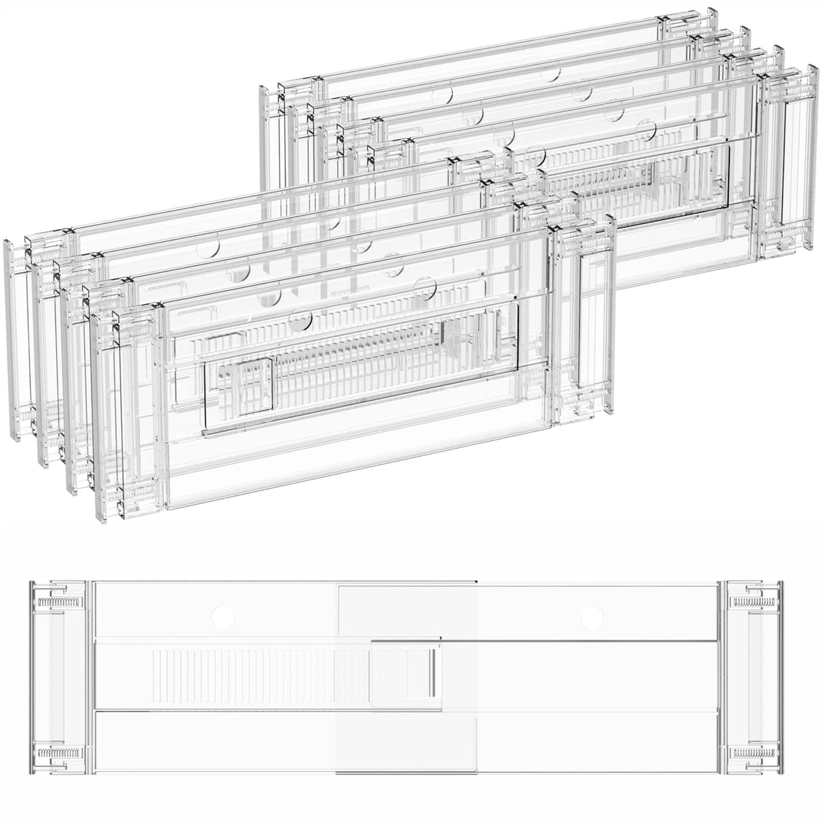 Yieach 4 Pack Clear Acrylic Drawer Divider 6 Inch High,Expandable from 14-20'',Adjustable Dresser Drawer Dividers for Baby Clothing,Underwear and Sock,Separators,Deep Drawer Separators for Kitchen