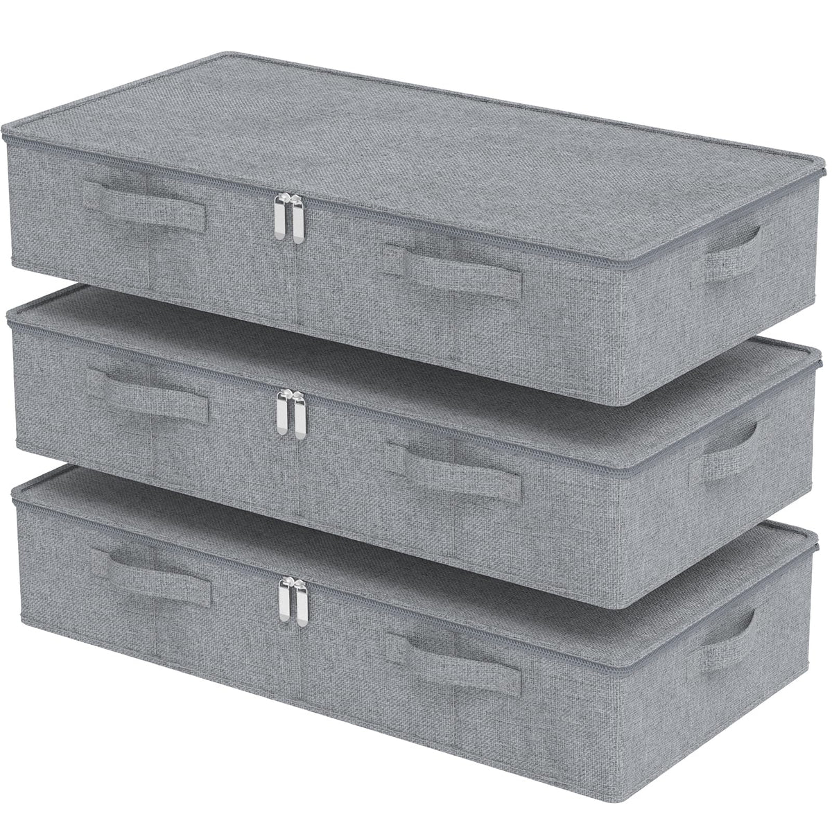 Underbed Fabric Storage Box with Lids,23.6x11.8x5.9in,Grey,2 Pack